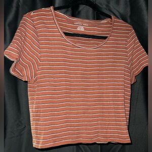 American Eagle Outfitters Orange Crop Top Crew Neck Short Sleeve